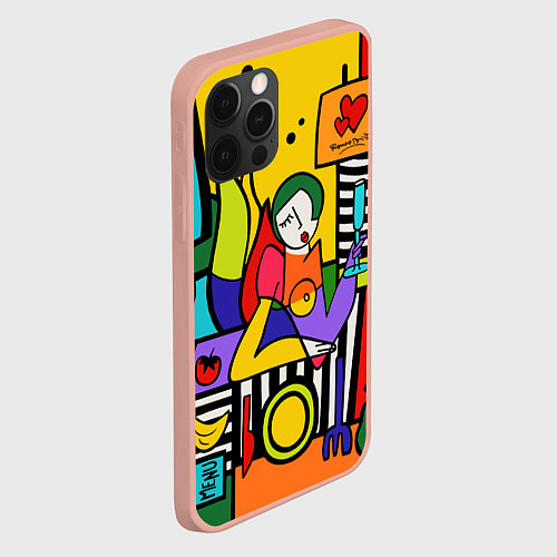 Чехол iPhone 12 Pro Max Girl with a glass / 3D-Светло-розовый – фото 2