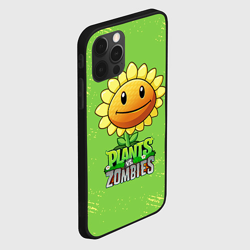 Чехол iPhone 12 Pro Max Подсолнух Plants vs Zombies / 3D-Черный – фото 2