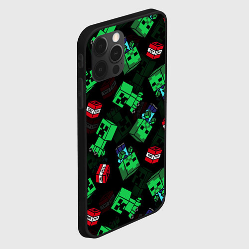 Чехол iPhone 12 Pro Max Майнкрафт Minecraft / 3D-Черный – фото 2