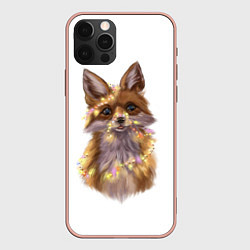 Чехол для iPhone 12 Pro Max Fox with a garland, цвет: 3D-светло-розовый