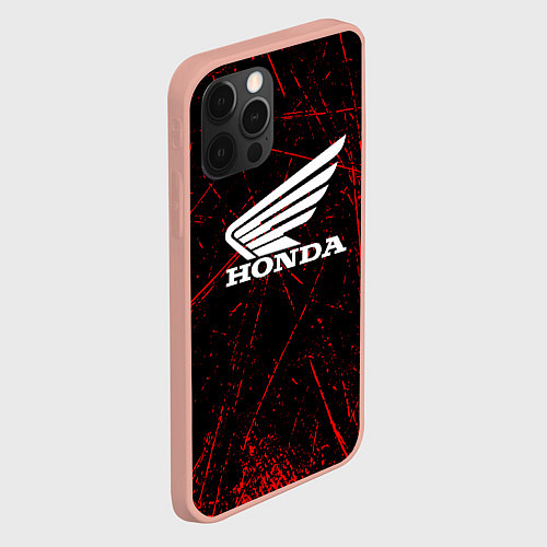 Чехол iPhone 12 Pro Max Honda Красные линии / 3D-Светло-розовый – фото 2