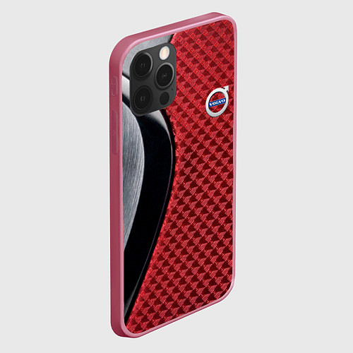 Чехол iPhone 12 Pro Max Volvo Logo Texture / 3D-Малиновый – фото 2
