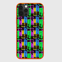 Чехол для iPhone 12 Pro Max Красочные Гитары, цвет: 3D-красный
