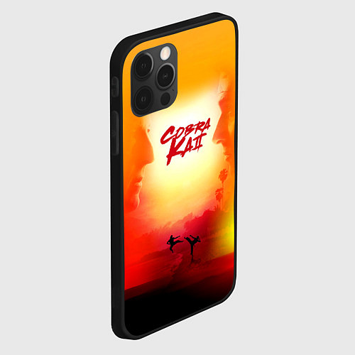 Чехол iPhone 12 Pro Max Кобра Кай Закат Градиент Cobra Kai Sun / 3D-Черный – фото 2