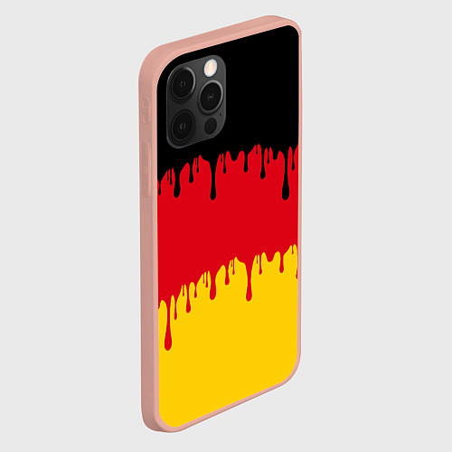 Чехол iPhone 12 Pro Max Флаг Германии потёки / 3D-Светло-розовый – фото 2