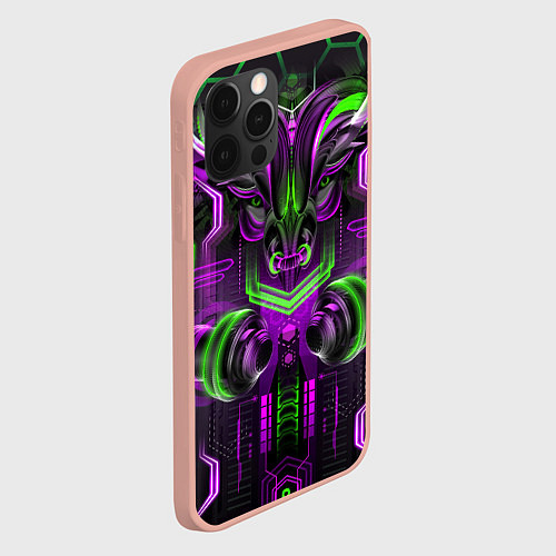 Чехол iPhone 12 Pro Max Бык НЕОН / 3D-Светло-розовый – фото 2