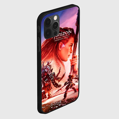 Чехол iPhone 12 Pro Max Horizon Forbidden West game poster / 3D-Черный – фото 2