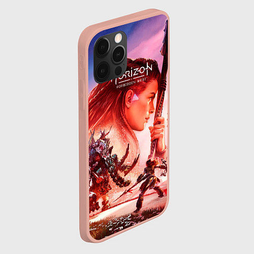Чехол iPhone 12 Pro Max Horizon Forbidden West game poster / 3D-Светло-розовый – фото 2