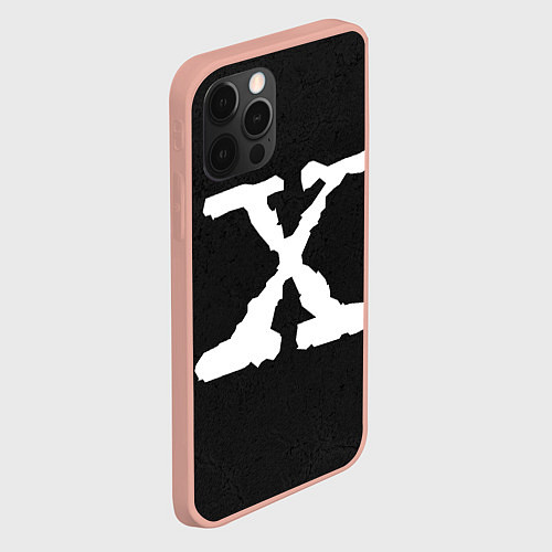 Чехол iPhone 12 Pro Max X files logo на чёрном / 3D-Светло-розовый – фото 2