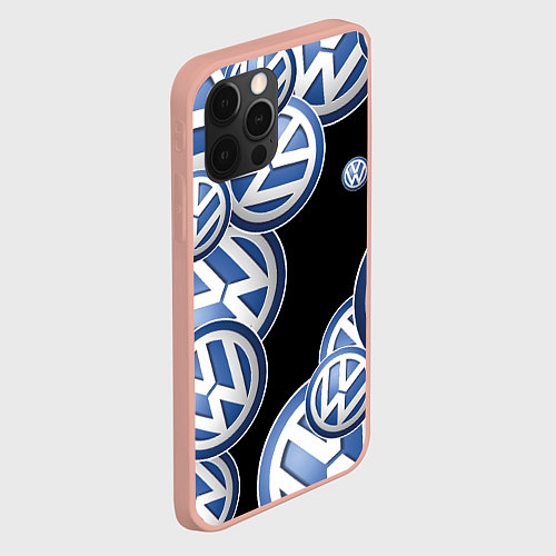 Чехол iPhone 12 Pro Max Volkswagen logo Pattern / 3D-Светло-розовый – фото 2