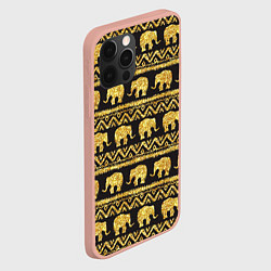 Чехол для iPhone 12 Pro Max Золотые слоны, цвет: 3D-светло-розовый — фото 2