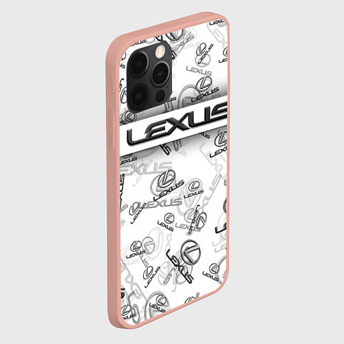 Чехол iPhone 12 Pro Max LEXUS BIG EMBLEMA PATTERN / 3D-Светло-розовый – фото 2