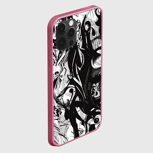 Чехол iPhone 12 Pro Max Terrifying chaos / 3D-Малиновый – фото 2