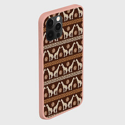 Чехол для iPhone 12 Pro Max Жирафы Африка паттерн, цвет: 3D-светло-розовый — фото 2