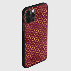 Чехол для iPhone 12 Pro Max Gold & Red pattern, цвет: 3D-черный — фото 2