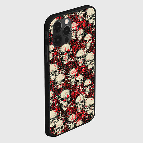 Чехол iPhone 12 Pro Max Кровавые Черепа Skulls / 3D-Черный – фото 2