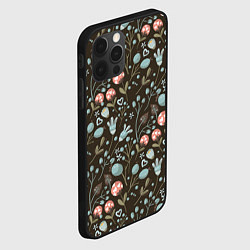 Чехол для iPhone 12 Pro Max Цветы и ягоды паттерн, цвет: 3D-черный — фото 2