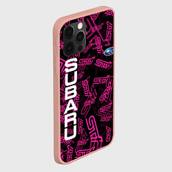 Чехол для iPhone 12 Pro Max SUBARU STI PATTERN, цвет: 3D-светло-розовый — фото 2