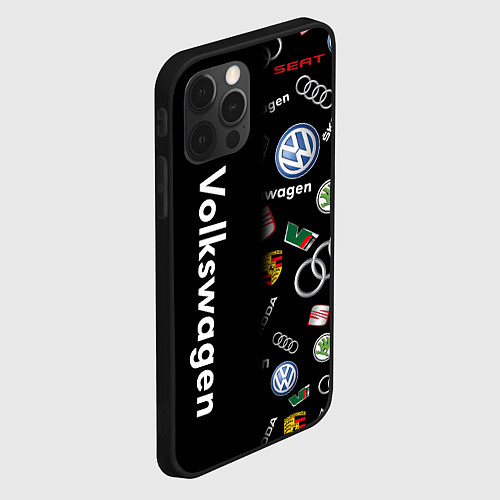 Чехол iPhone 12 Pro Max Volkswagen Group Half Pattern / 3D-Черный – фото 2