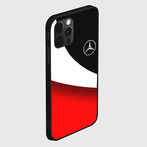 Чехол iPhone 12 Pro Max MERCEDES BENZ КАРБОН И КРАСНАЯ ВОЛНА / 3D-Черный – фото 2