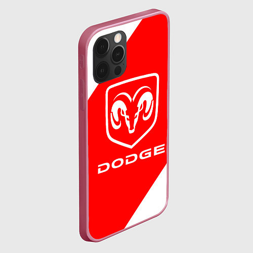 Чехол iPhone 12 Pro Max Dodge sport / 3D-Малиновый – фото 2