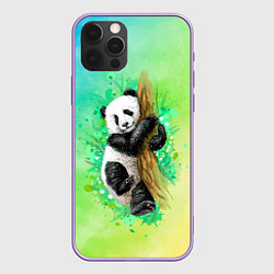 Чехол для iPhone 12 Pro Max ПАНДА PANDA ЦВЕТНЫЕ КРАСКИ, цвет: 3D-сиреневый