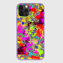 Чехол для iPhone 12 Pro Max Пиксельный камуфляж Токсик, цвет: 3D-сиреневый