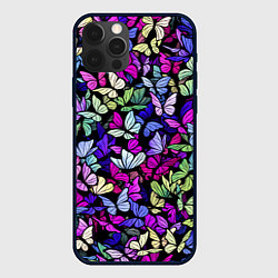 Чехол для iPhone 12 Pro Max Витражные бабочки, цвет: 3D-черный