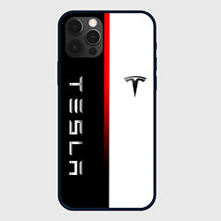 Чехол для iPhone 12 Pro Max ТЕСЛА -TESLA КРАСНАЯ ЛИНИЯ МИНИМАЛИЗМ, цвет: 3D-черный