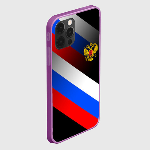 Чехол iPhone 12 Pro Max ФЛАГ РОССИИ ЛИНИИ / 3D-Сиреневый – фото 2