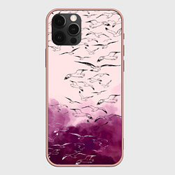 Чехол для iPhone 12 Pro Max Птицы на небе, цвет: 3D-светло-розовый