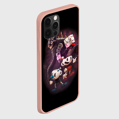 Чехол iPhone 12 Pro Max Дьявол, Чашки и Кинг Дайс Cuphead / 3D-Светло-розовый – фото 2