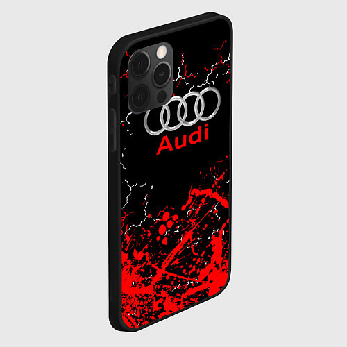 Чехол iPhone 12 Pro Max AUDI АУДИ брызги / 3D-Черный – фото 2