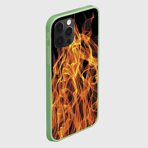 Чехол iPhone 12 Pro Max Flame Pattern / 3D-Салатовый – фото 2