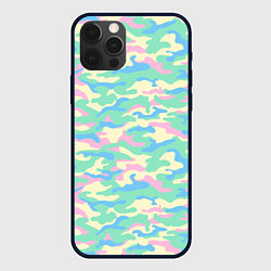 Чехол для iPhone 12 Pro Max Камуфляж пастельные цвета, цвет: 3D-черный