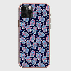 Чехол для iPhone 12 Pro Max Хамса Рука Фатимы, цвет: 3D-светло-розовый