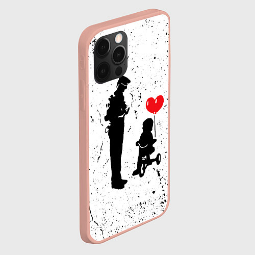 Чехол iPhone 12 Pro Max Banksy - ребенок на велосипеде / 3D-Светло-розовый – фото 2