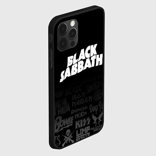 Чехол iPhone 12 Pro Max Black Sabbath логотипы рок групп / 3D-Черный – фото 2