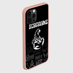 Чехол для iPhone 12 Pro Max Scorpions логотипы рок групп, цвет: 3D-светло-розовый — фото 2