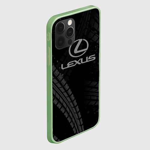 Чехол iPhone 12 Pro Max Lexus следы шин / 3D-Салатовый – фото 2