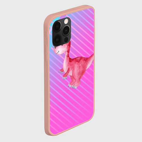 Чехол iPhone 12 Pro Max Розовый динозаврик / 3D-Светло-розовый – фото 2