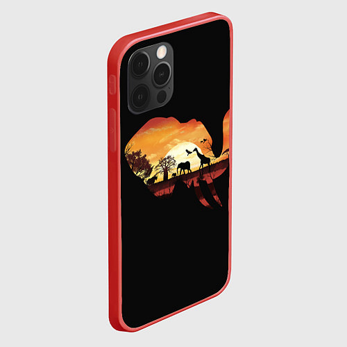 Чехол iPhone 12 Pro Max Душа природы - слон / 3D-Красный – фото 2