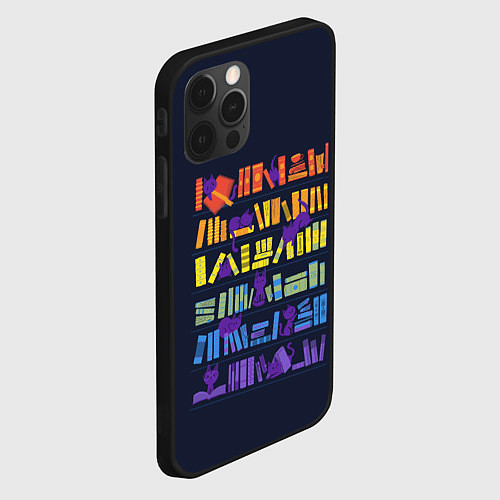 Чехол iPhone 12 Pro Max Коты и книги / 3D-Черный – фото 2