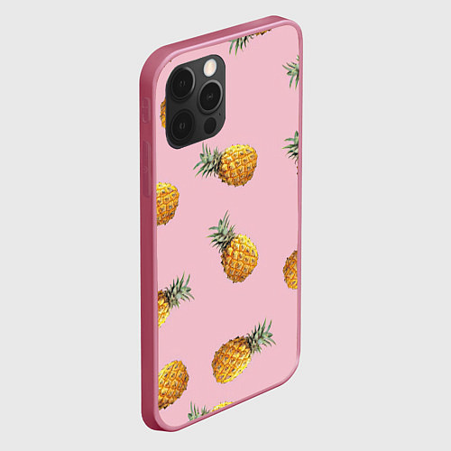 Чехол iPhone 12 Pro Max Ананасы падают / 3D-Малиновый – фото 2