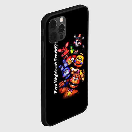 Чехол iPhone 12 Pro Max Five Nights at Freddys - FNAF - персонажи игры / 3D-Черный – фото 2