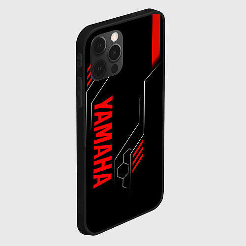Чехол iPhone 12 Pro Max YAMAHA - ТЕХНОЛОГИИ КРАСНЫЙ / 3D-Черный – фото 2