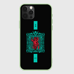 Чехол для iPhone 12 Pro Max Красный Демон с Свитком, цвет: 3D-салатовый