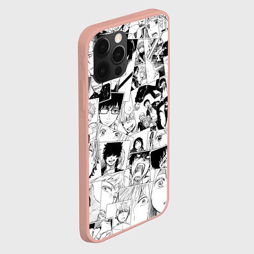 Чехол iPhone 12 Pro Max Синий Экзорцист паттерн / 3D-Светло-розовый – фото 2