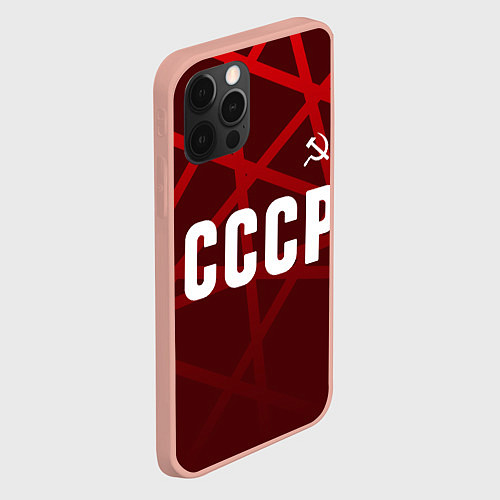 Чехол iPhone 12 Pro Max СССР КРАСНЫЕ ЛИНИИ / 3D-Светло-розовый – фото 2
