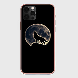 Чехол iPhone 12 Pro Max Силуэт волка под луной